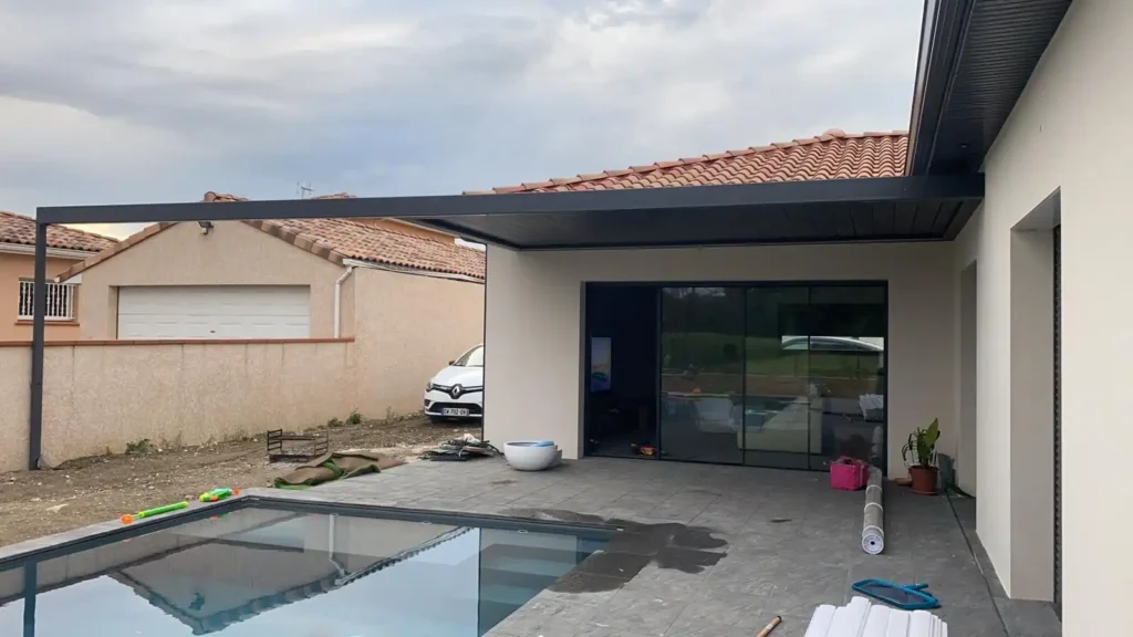 chantier pergola adossee